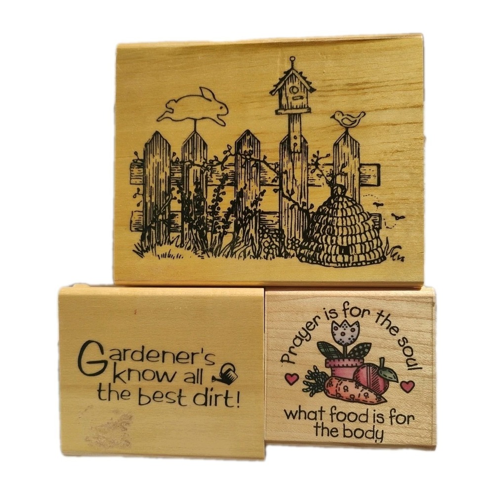 3pc Rubber Stamp Stamps Gardening Theme Crafting‎ Lot New/Used